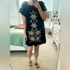 NAVY blue embroidered dress